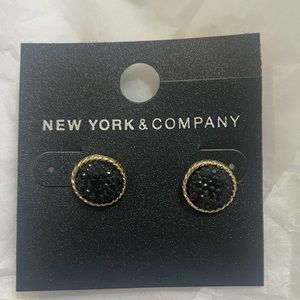 NWT New York and Company Black With Gold Studded earrings